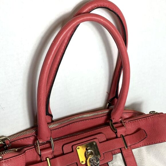 Guess Rose Pink White Panel Satchel Tote Handbag - Picture 3 of 16